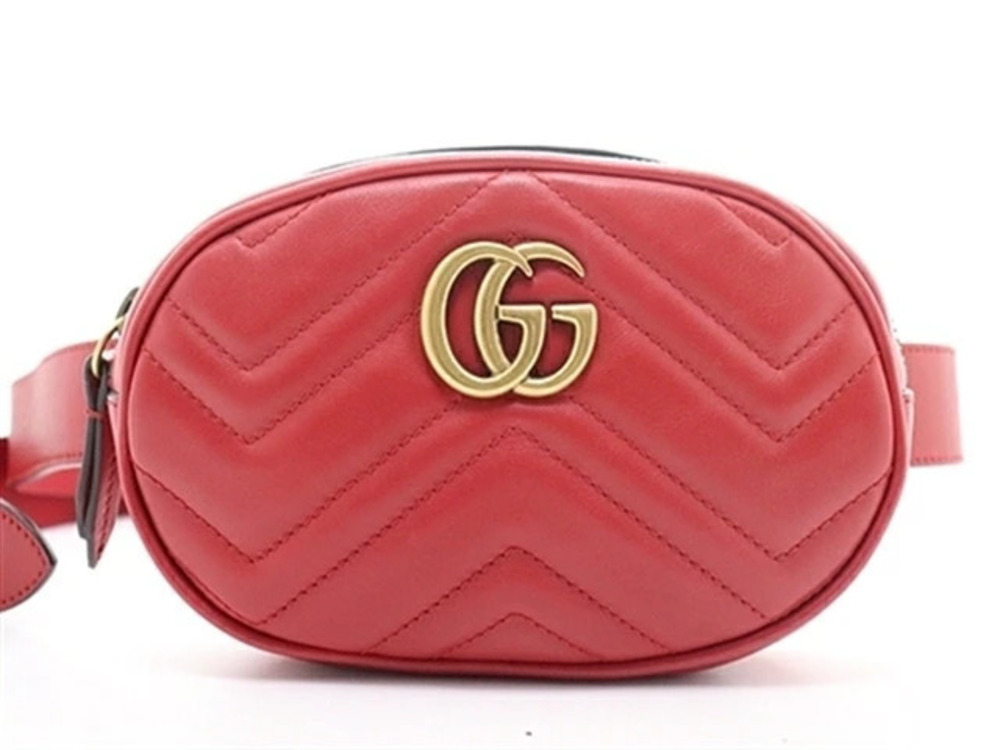 Gucci GG Marmont waist bag red leather